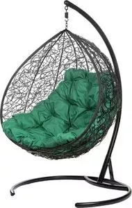 Двойное подвесное кресло BiGarden Gemini black зеленая подушка