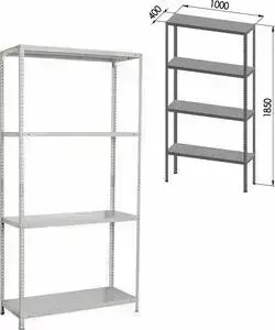 Стеллаж Brabix металлический MS Plus-185/40-4 регулируемые опоры 291105, S241BR154402