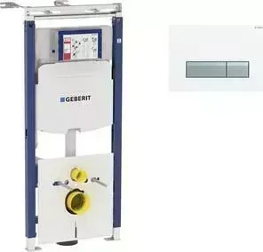 Инсталляция для унитаза Geberit Duofix Plattenbau Sigma40 с клавишей белый/алюминий (111.362.00.5, 115.600.KQ.1)