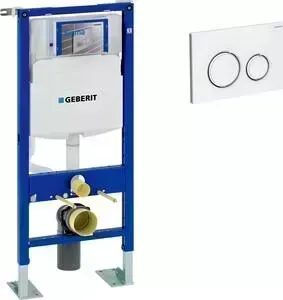 Инсталляция для унитаза Geberit Duofix Sigma21 с клавишей белый/хром, усиленная (111.333.00.5, 115.884.SI.1)