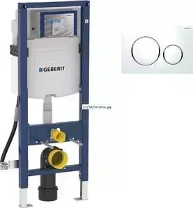 Инсталляция для унитаза Geberit Duofix Sigma20 с клавишей белый/хром, узкая (111.350.00.5, 115.882.KJ.1)