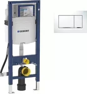 Инсталляция для унитаза Geberit Duofix Sigma30 с клавишей белый/хром, узкая (111.350.00.5, 115.883.KJ.1)