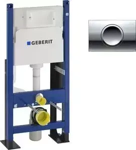 Инсталляция для унитаза Geberit Duofix Delta11 с клавишей хром, усиленная (457.570.00.1, 115.120.21.1)