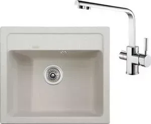 Мойка кухонная и смеситель KAISER и смеситель Granit KGM-5750 Sand Beige песочный мрамор (KGM-5750-SB, 40144)