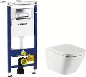 Комплект унитаза с инсталляцией ROCA Gap Clean Rim Duplo WC с , кнопкой, сиденьем микролифт (34647L000, 801472004, 458.125.21.1)
