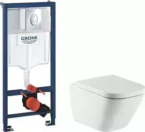 Комплект унитаза с инсталляцией ROCA Gap Clean Rim Duplo WC с , кнопкой, сиденьем микролифт (34647L000, 801472004, 38721001)