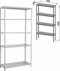 Стеллаж Brabix металлический MS KD-200/40-5 сборная стойка 291119, S240BR244502
