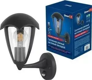 Светильник UNIEL Уличный настенный (UL-00006813) UUL-S81A 60W/E27 Sensor IP54 Black
