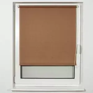 Штора Brabix рулонная 70x175 см текстура лен, защита 55-85&#037;, 200 г/м 2 темно-бежевый S-36 605991