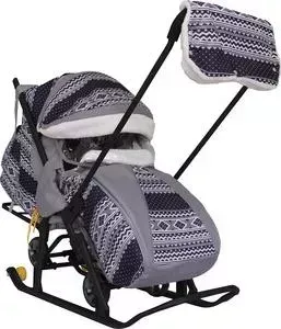 Санки GALAXY коляска SNOW LUXE Финляндия черная на больших мягких колесах+сумка+муфта