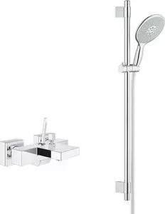 Смеситель для ванны Grohe Eurocube Joy с душевым гарнитуром, хром (23666000, 27750000)