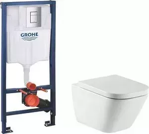 Комплект унитаза с инсталляцией ROCA Gap Clean Rim Duplo WC с , кнопкой, сиденьем микролифт (34647L000, 801472004, 38772001)