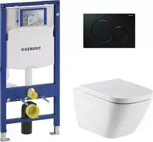 Комплект унитаза с инсталляцией ROCA Gap Clean Rim Duplo WC с , кнопкой, сиденьем микролифт (34647L000, 801472004, 111.300.00.5, 115.770.DW.5)