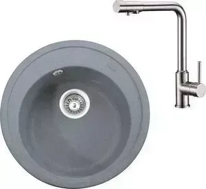 Мойка кухонная и смеситель KAISER и смеситель Granit KGM-510 Grey серая (KGM-510-G, 13044)