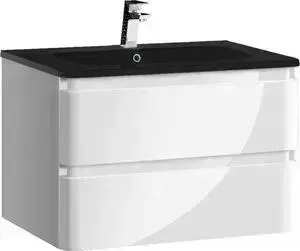 Тумба с раковиной Vincea с Alba L.White 80x48 см, белый глянец (VMC-1A800LW, VCB-1RA800B)