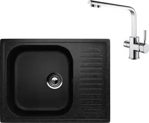 Мойка кухонная и смеситель EcoStone и смеситель ES-018 Kaiser Decor черная (ES-18-308, 40144)