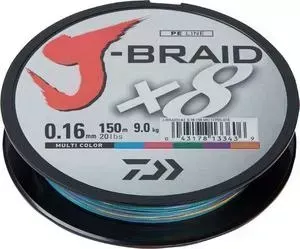 Леска рыболовная DAIWA плетеная J-Braid X8 150м 0,16мм мультиколор
