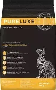 Сухой корм PureLuxe для домашних кошек с лососем и горошком 400г