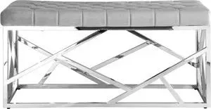 Банкетка Stool Group -скамейка Арт деко вельвет серый/сталь серебро Bench-016-GR