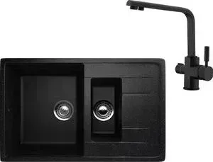 Мойка кухонная EcoStone и ES-022 Kaiser Decor черная (ES-22-308, 40144-9)