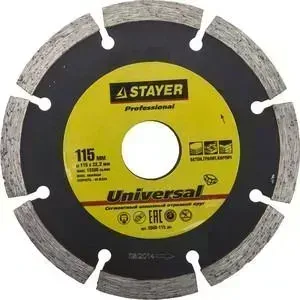 Диск алмазный STAYER Professional, сегментный для УШМ 22,2х115 мм (3660-115z01)