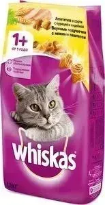 Сухой корм Whiskas ассорти с курицей и индейкой и подушечки с паштетом для кошек 1,9кг (10150206)