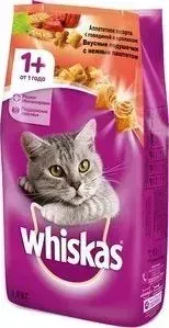 Сухой корм Whiskas ассорти с говядиной и кроликом и подушечки с паштетом для кошек 1,9кг (10150204)