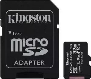 Карта памяти KINGSTON microSDHC 32Gb Canvas Select Plus (class 10/UHS-I/U1/100Mb/s/SD- адаптер)