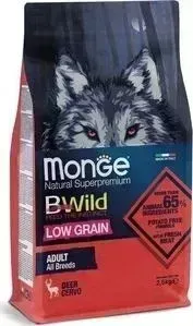 Сухой корм Monge Dog BWild LOW GRAIN низкозерновой из мяса оленя для взрослых собак всех пород 2,5 кг
