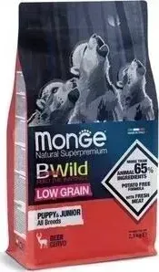 Сухой корм Monge Dog BWild LOW GRAIN Puppy & junior низкозерновой из мяса оленя для щенков всех пород 2,5 кг