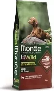 Сухой корм Monge Dog BWild GRAIN FREE беззерновой из мяса ягненка с картофелем для взрослых собак всех пород 12 кг