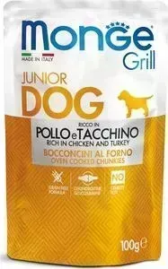 Пауч Monge и Dog Grill PUPPY&JUNIOR Pouch для щенков курица и индейка 100 г