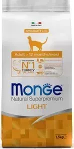 Сухой корм Monge Cat Speciality Light низкокалорийный для кошек с индейкой 1,5 кг