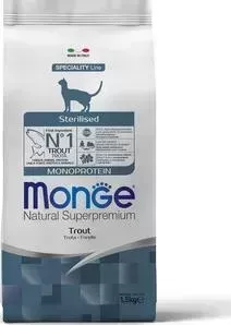Сухой корм Monge Cat Monoprotein Sterilised Trout для стерилизованных кошек с форелью 1,5 кг