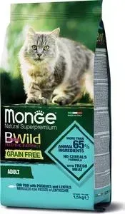Сухой корм Monge Cat BWild GRAIN FREE беззерновой из трески для взрослых кошек 1,5 кг
