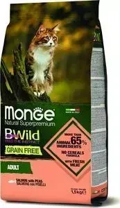 Сухой корм Monge Cat BWild GRAIN FREE беззерновой из лосося для взрослых кошек 1,5 кг