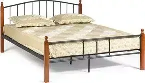 Кровать TetChair AT-915 wood slat base дерево гевея/металл 160x200 (Queen bed), красный дуб/черный