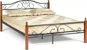 Кровать TetChair AT-815 wood slat base дерево гевея/металл 160x200 (Queen bed) красный дуб/черный