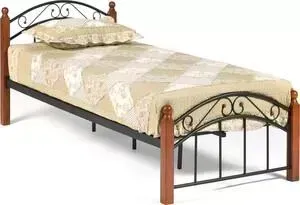 Кровать TetChair AT-8077 wood slat base дерево гевея/металл 90x200 (Single bed) красный дуб/черный