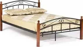 Кровать TetChair AT-8077 wood slat base дерево гевея/металл 140x200 (Double bed) красный дуб/черный