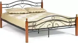 Кровать TetChair AT-803 wood slat base дерево гевея/металл 160x200 (Queen bed) красный дуб/черный
