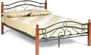 Кровать TetChair AT-803 wood slat base дерево гевея/металл 120x200 (middle bed) красный дуб/черный