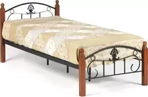 Кровать TetChair Румба (AT-203)/Rumba wood slat base, дерево гевея/металл, 90x200 (Single bed), красный дуб/черный