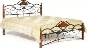 Кровать TetChair Canzona wood slat base дерево гевея/металл 160x200 (Queen bed) красный дуб/черный