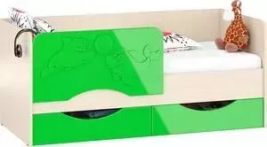 Кровать СВК детская Дельфин-2 1,8 дуб атланта/зеленое яблоко глянец 80х180 без матраса, основание, сборка