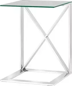 Стол журнальный Stool Group Кросс 40x40 прозрачное стекло, сталь серебро EET-008-C