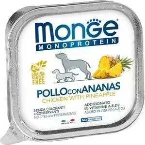 Консервы Monge Dog Monoprotein Fruits для собак паштет из курицы с ананасом 150 г