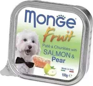 Консервы Monge Dog Fruit для собак лосось с грушей 100 г