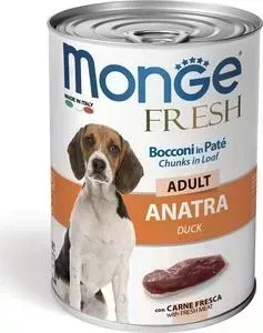 Консервы Monge Dog Fresh Chunks in Loaf для собак мясной рулет из утки 400 г