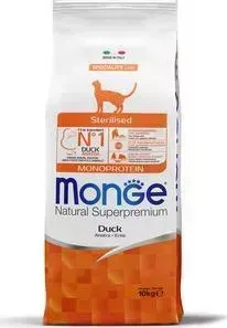 Сухой корм Monge Cat Monoprotein Sterilised с уткой для стерилизованных кошек 10 кг